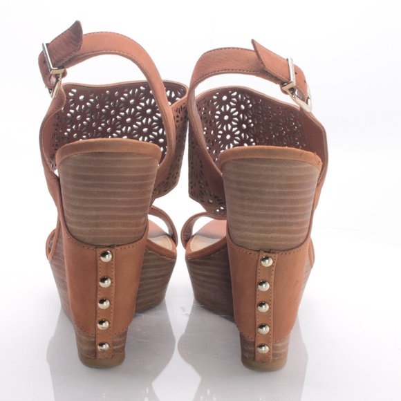 Gianni Bini Platform Wedge Leather Sandal Women10M Brown - Picture 4 of 16